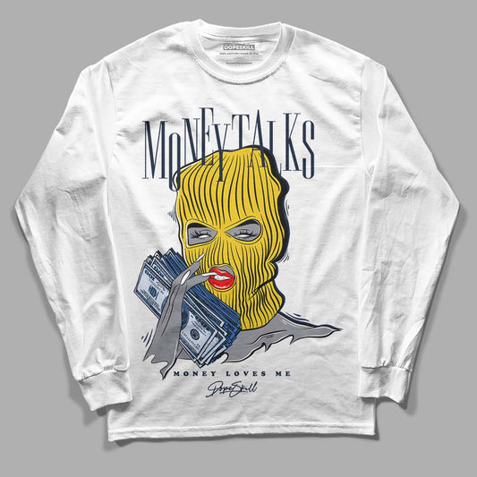 Dunk Low Vintage “Michigan” DopeSkill Long Sleeve T-Shirt Money Talks Graphic Streetwear - White