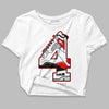 Jordan 4 Retro Red Cement DopeSkill Women's Crop Top No.4 Graphic Streetwear - White