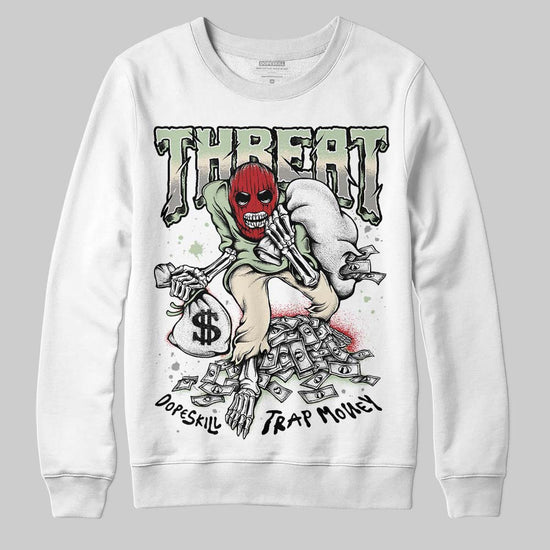 Jordan 4 WMNS “Seafoam” (2025) DopeSkill Sweatshirt Threat Graphic Streetwear - White