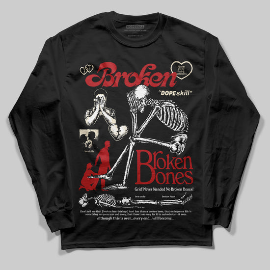 Jordan 1 Retro High OG Black Toe Reimagined DopeSkill Long Sleeve T-Shirt Broken Bones Graphic Streetwear - Black