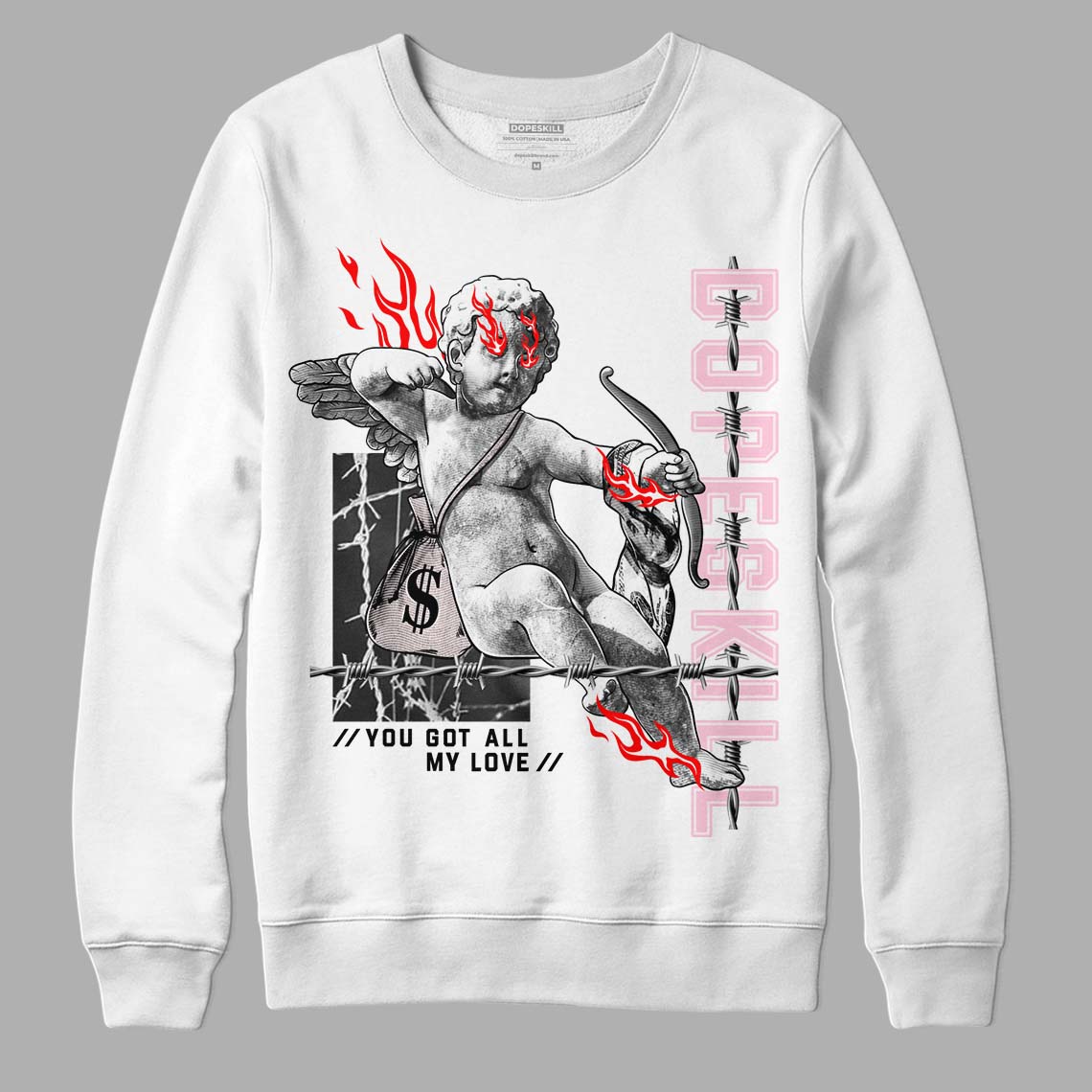 Dunk Low LX Pink Foam DopeSkill Sweatshirt You Got All My Love Graphic Streetwear - White