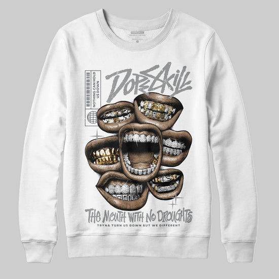 Jordan 5 Retro Wolf Grey (2026) DopeSkill Sweatshirt The Mouth With No Droughts Graphic Streetwear - White