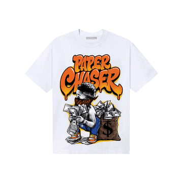 Orange, Black and White Sneakers DopeSkill T-Shirt Paper Chaser Boy Graphic Streetwear - White