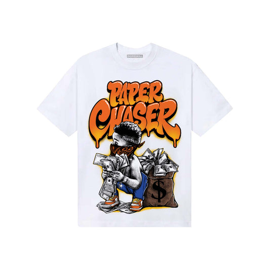 Orange, Black and White Sneakers DopeSkill T-Shirt Paper Chaser Boy Graphic Streetwear - White