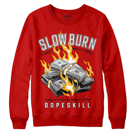 Red Sneakers DopeSkill Red Sweatshirt Slow Burn Graphic Streetwear 