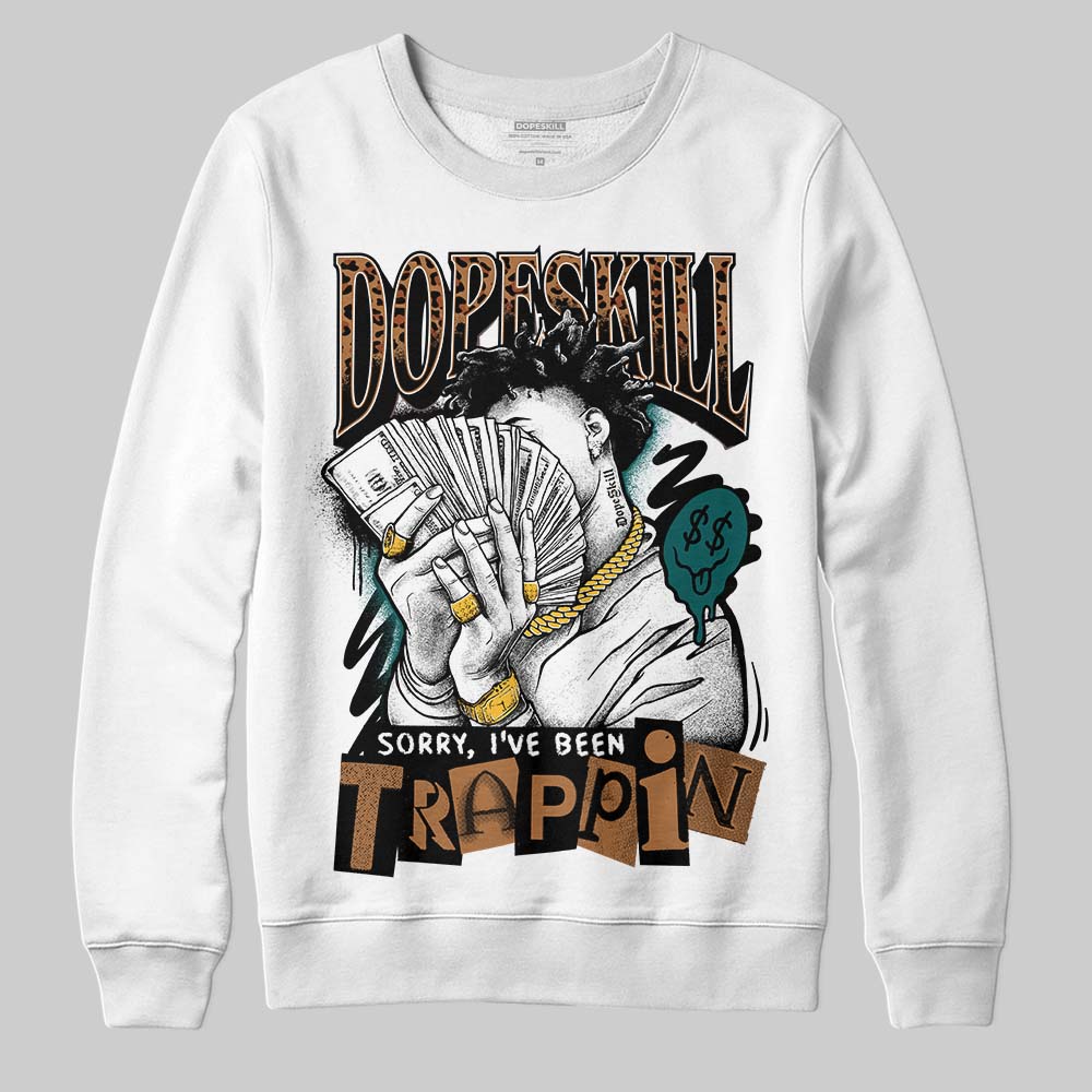 Adidas Samba OG Leopard Pack Collegiate Green DopeSkill Sweatshirt Sorry I've Been Trappin Graphic Streetwear - White