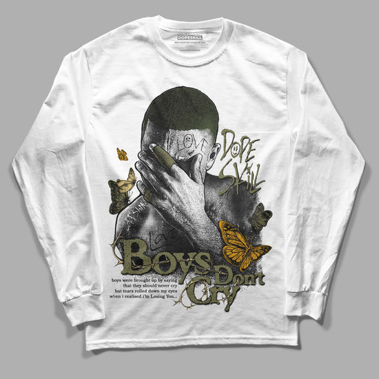 Jordan 4 Retro SE Craft Medium Olive DopeSkill Long Sleeve T-Shirt Boys Don't Cry Graphic Streetwear - White 