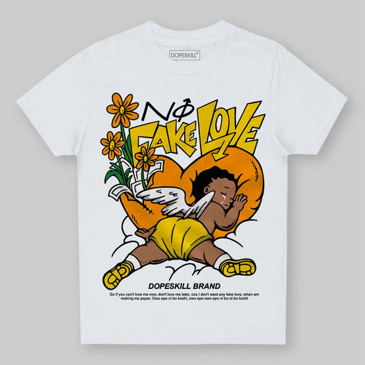 Jordan 6 “Yellow Ochre” DopeSkill Toddler Kids T-shirt No Fake Love Graphic Streetwear - White 