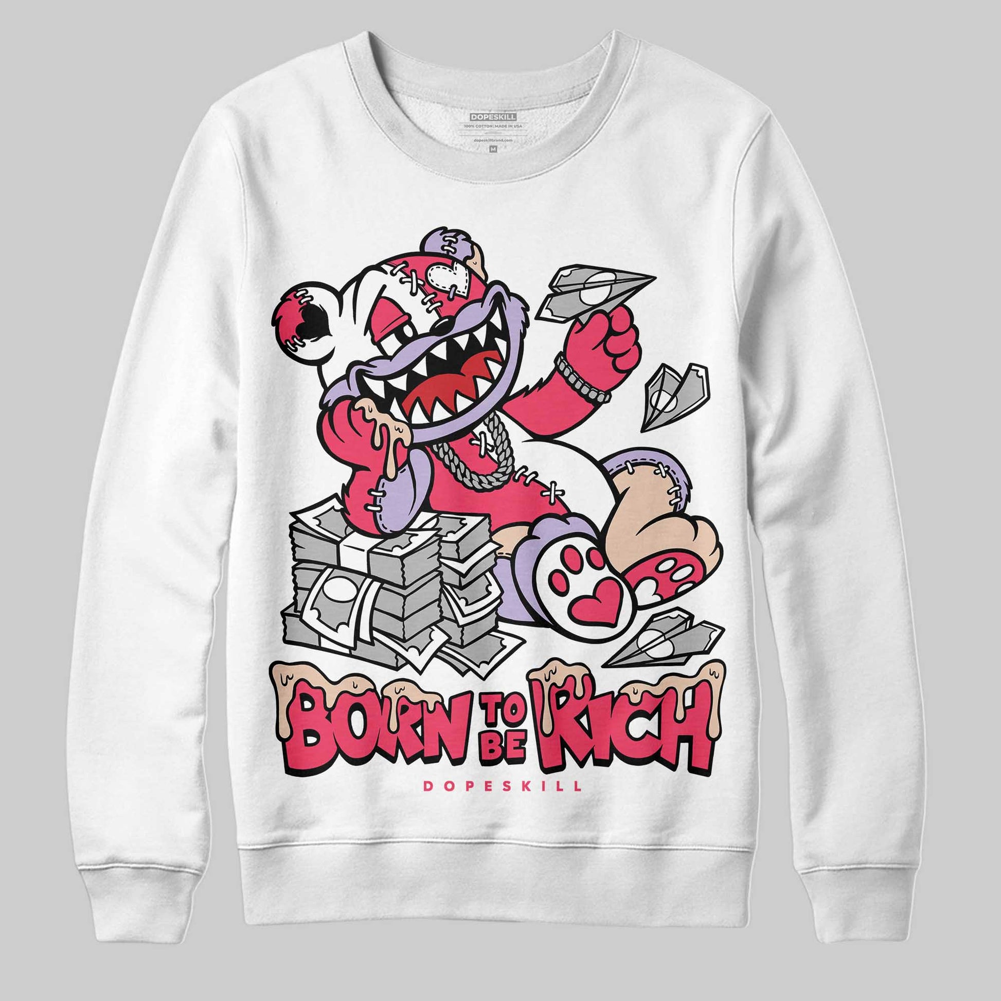 Jordan 5 Low “Peanut Butter Jelly” DopeSkill Sweatshirt Born To Be Rich Graphic Streetwear - White