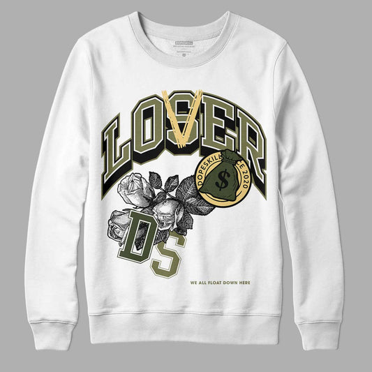 Jordan 4 Retro SE Craft Medium Olive DopeSkill Sweatshirt Loser Lover Graphic Streetwear - White