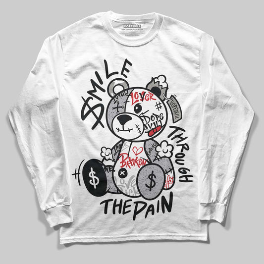 Jordan 4 OG “White Cement” DopeSkill Long Sleeve T-Shirt Smile Through The Pain Graphic Streetwear - White