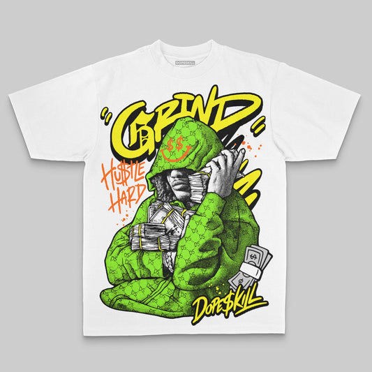 Neon Green Oversize Print Grind Pray DopeSkill Graphic Premium T-shirt Streetwear - White