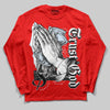 Jordan 11 Retro Cherry DopeSkill Varsity Red Long Sleeve T-Shirt Trust God Graphic Streetwear