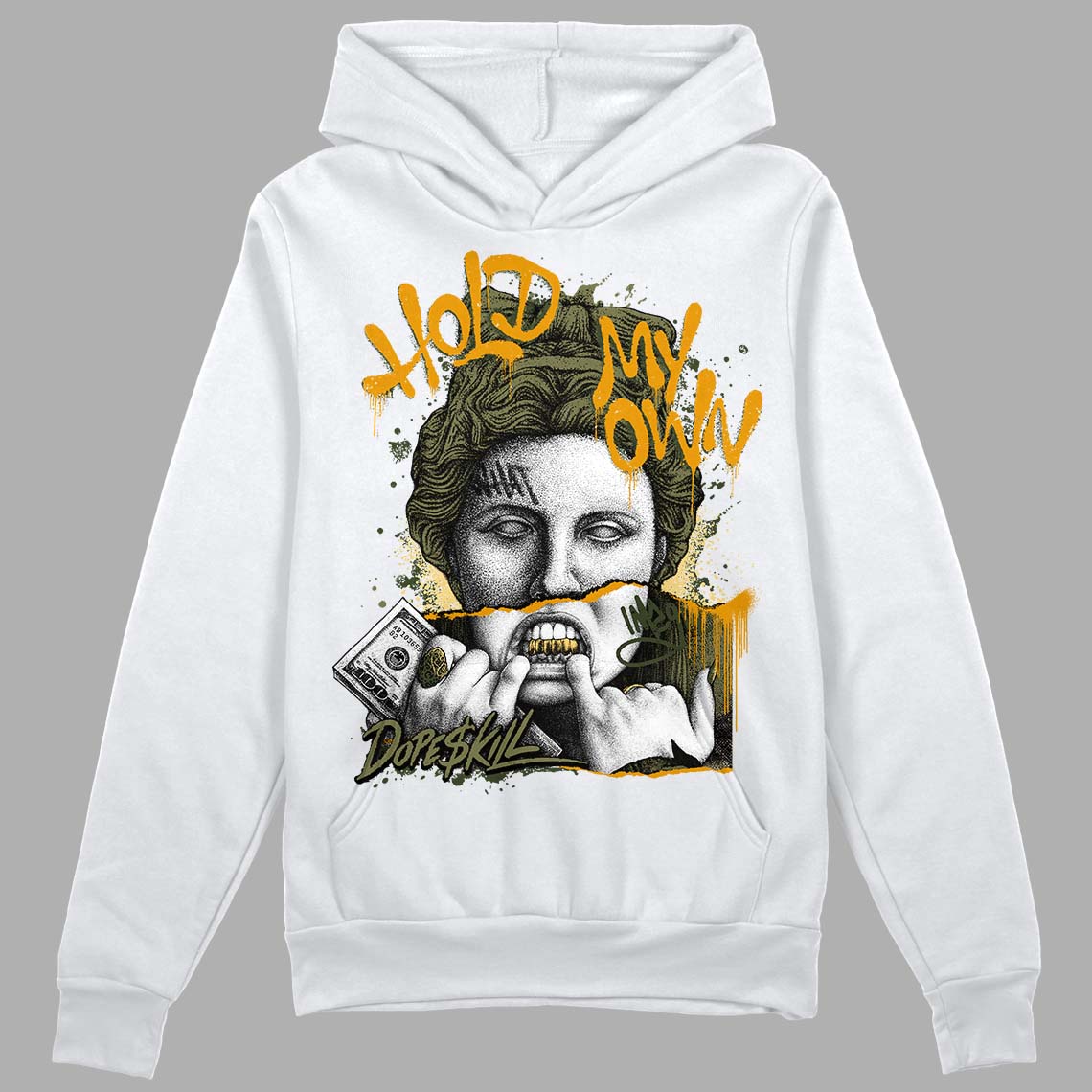 Jordan 4 Retro SE Craft Medium Olive DopeSkill Hoodie Sweatshirt Hold My Own Graphic Streetwear - White 