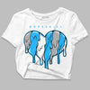 Jordan 2 Low "University Blue" DopeSkill Women's Crop Top Slime Drip Heart Graphic Streetwear - White