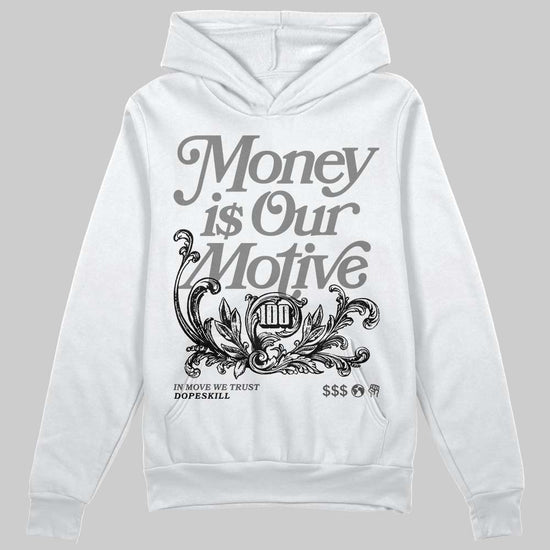Jordan 10 Retro Shadow (2025) DopeSkill Hoodie Sweatshirt Money Is Our Motive Typo Graphic Streetwear - White
