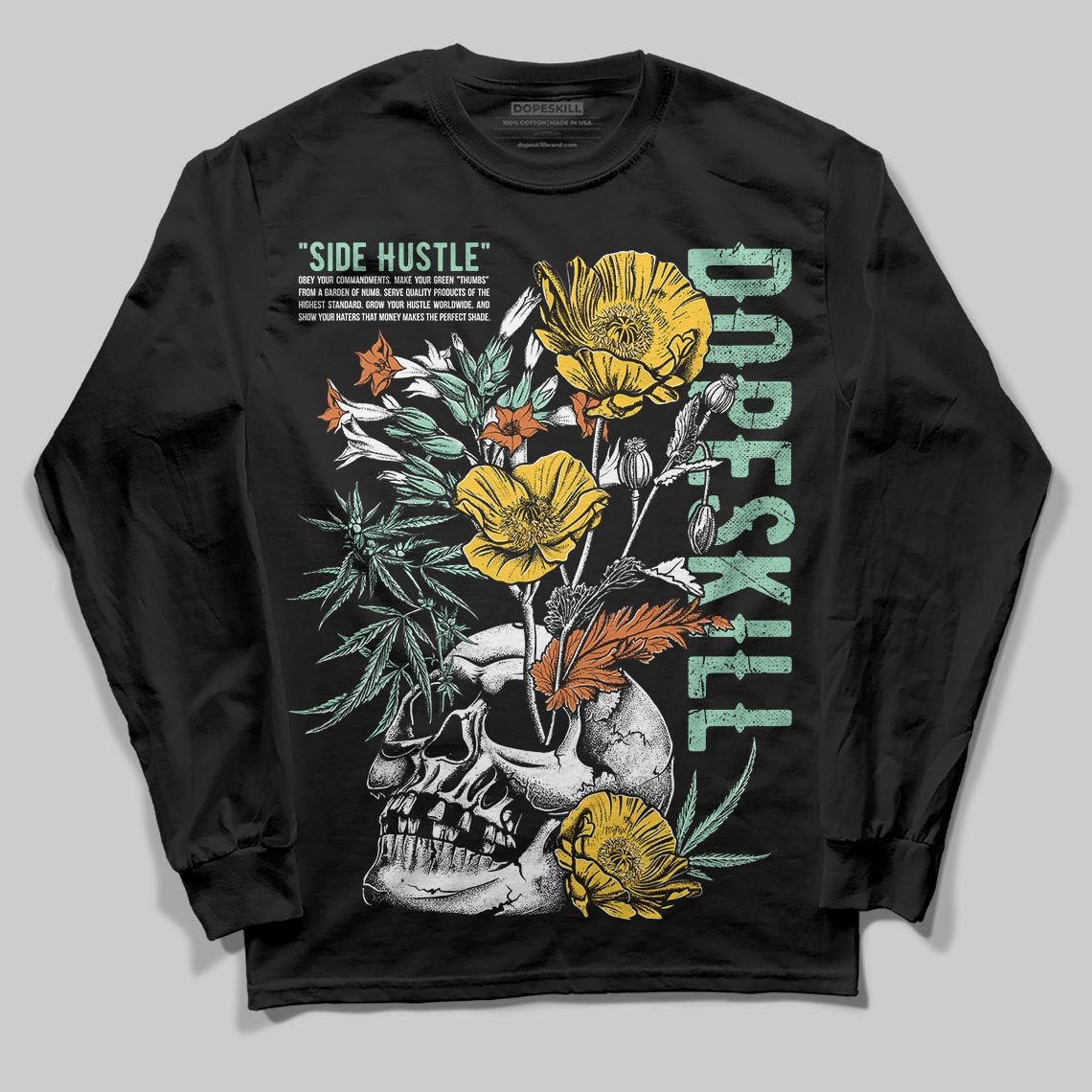 SB Dunk Low Rodeo Tourmaline DopeSkill Long Sleeve T-Shirt Side Hustle Graphic Streetwear - Black