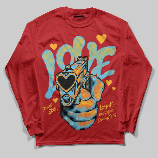 Red Sneakers DopeSkill Long Sleeve T-Shirt Love Shot Graphic Streetwear - Red