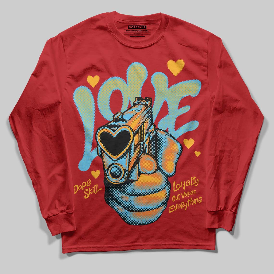 Red Sneakers DopeSkill Long Sleeve T-Shirt Love Shot Graphic Streetwear - Red