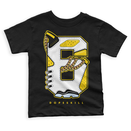 Jordan 6 “Yellow Ochre” DopeSkill Toddler Kids T-shirt No.6 Graphic Streetwear - Black