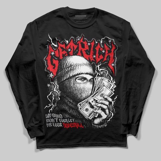 Grey Sneakers DopeSkill Long Sleeve T-Shirt New Get Rich Graphic Streetwear - Black