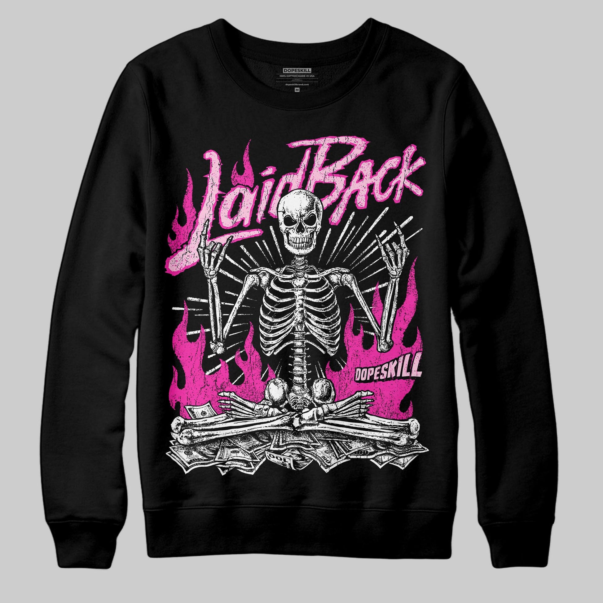 Pink Sneakers DopeSkill Sweatshirt Laid Back Graphic Streetwear - Black