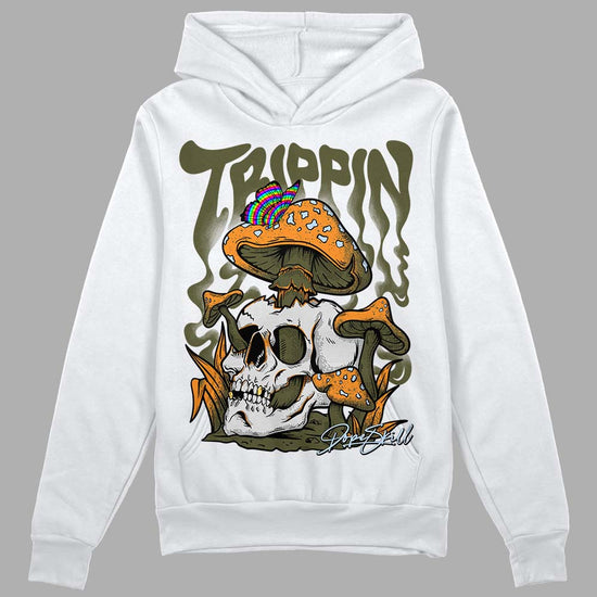 Jordan 5 "Olive" DopeSkill Hoodie Sweatshirt Trippin Graphic Streetwear - White 