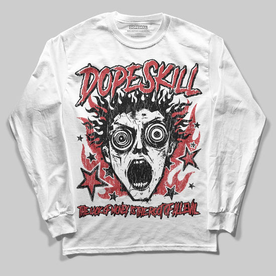 Red Sneakers DopeSkill Long Sleeve T-Shirt Root of Evil Graphic Streetwear - White