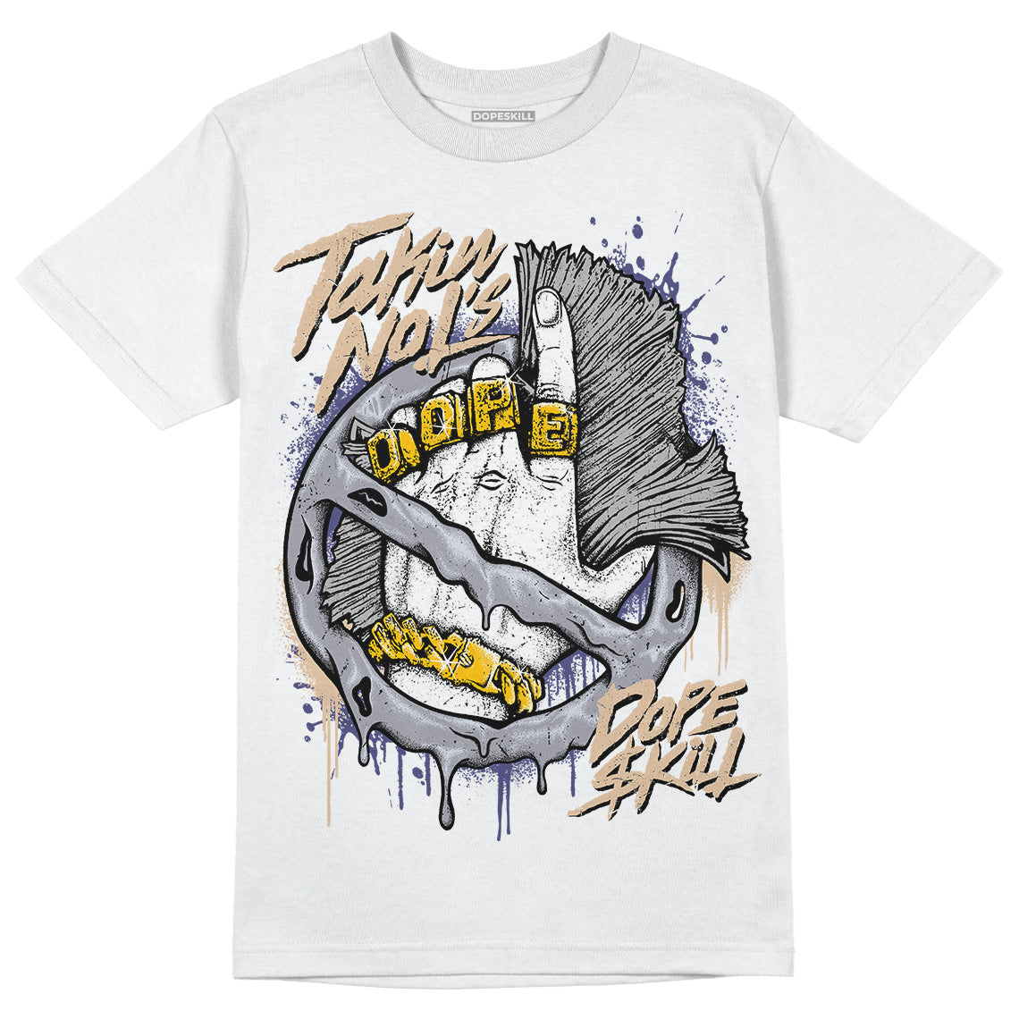 Jordan 4 Retro Frozen Moments DopeSkill T-Shirt Takin No L's Graphic Streetwear - White 