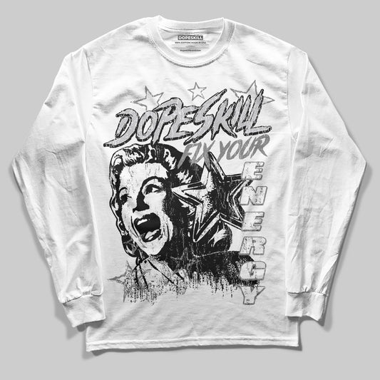 Grey Sneakers DopeSkill Long Sleeve T-Shirt Fix Your Energy Graphic Streetwear - White 