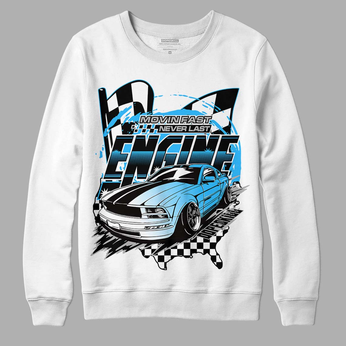 Jordan 2 Low "University Blue" DopeSkill Sweatshirt ENGINE Tshirt Graphic Streetwear - White