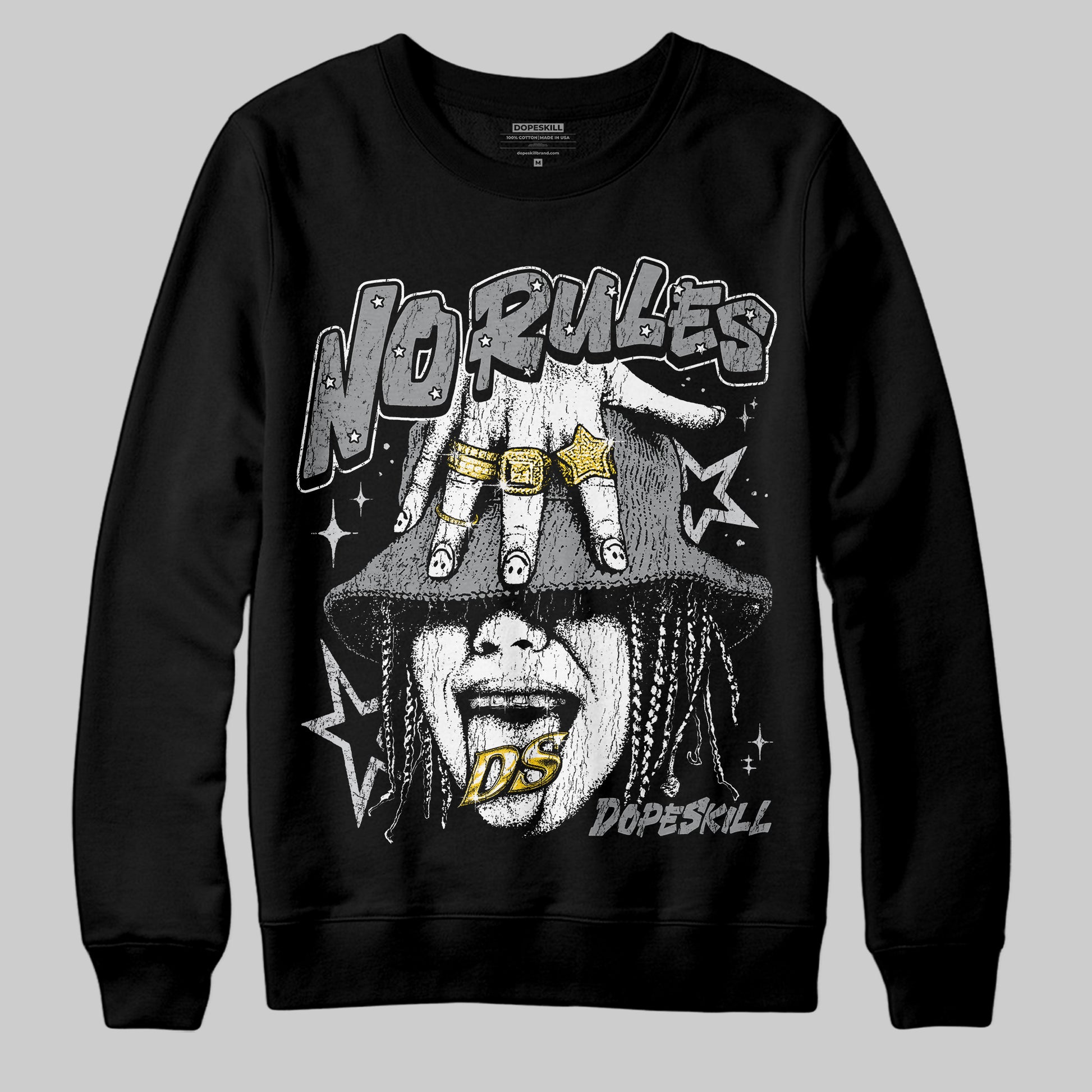 Jordan 5 Retro Wolf Grey (2026) DopeSkill Sweatshirt No Rules Graphic Streetwear - Black