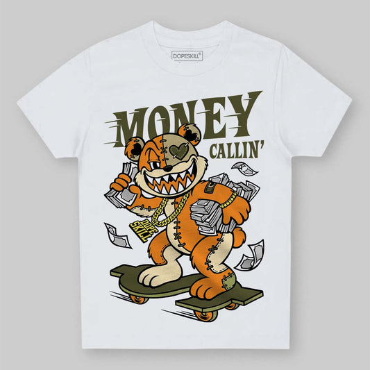 Olive Sneakers DopeSkill Toddler Kids T-shirt Money Callin' Graphic Streetwear - White