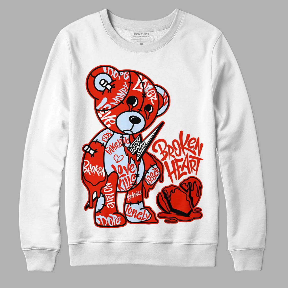 Jordan 6 Retro Toro Bravo DopeSkill Sweatshirt Broken Heart Graphic Streetwear - White