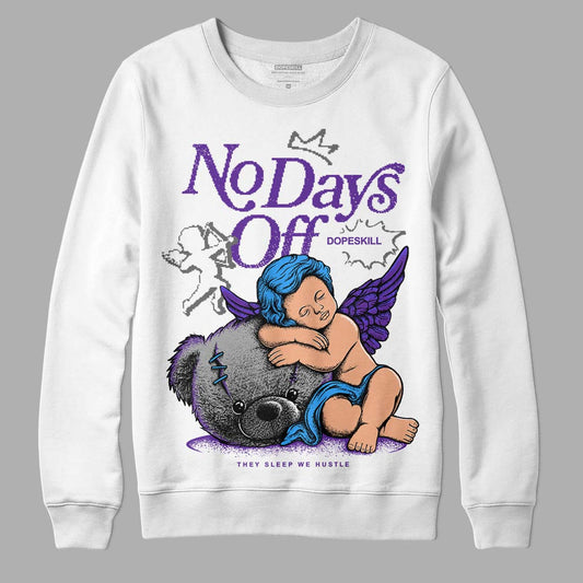 Jordan 3 Dark Iris DopeSkill Sweatshirt New No Days Off Graphic Streetwear - White