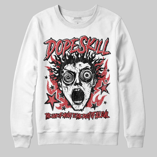 Red Sneakers DopeSkill Sweatshirt Root of Evil Graphic Streetwear - White