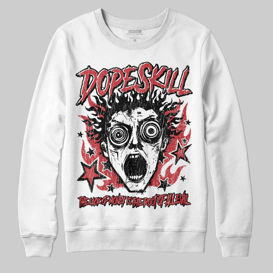 Red Sneakers DopeSkill Sweatshirt Root of Evil Graphic Streetwear - White