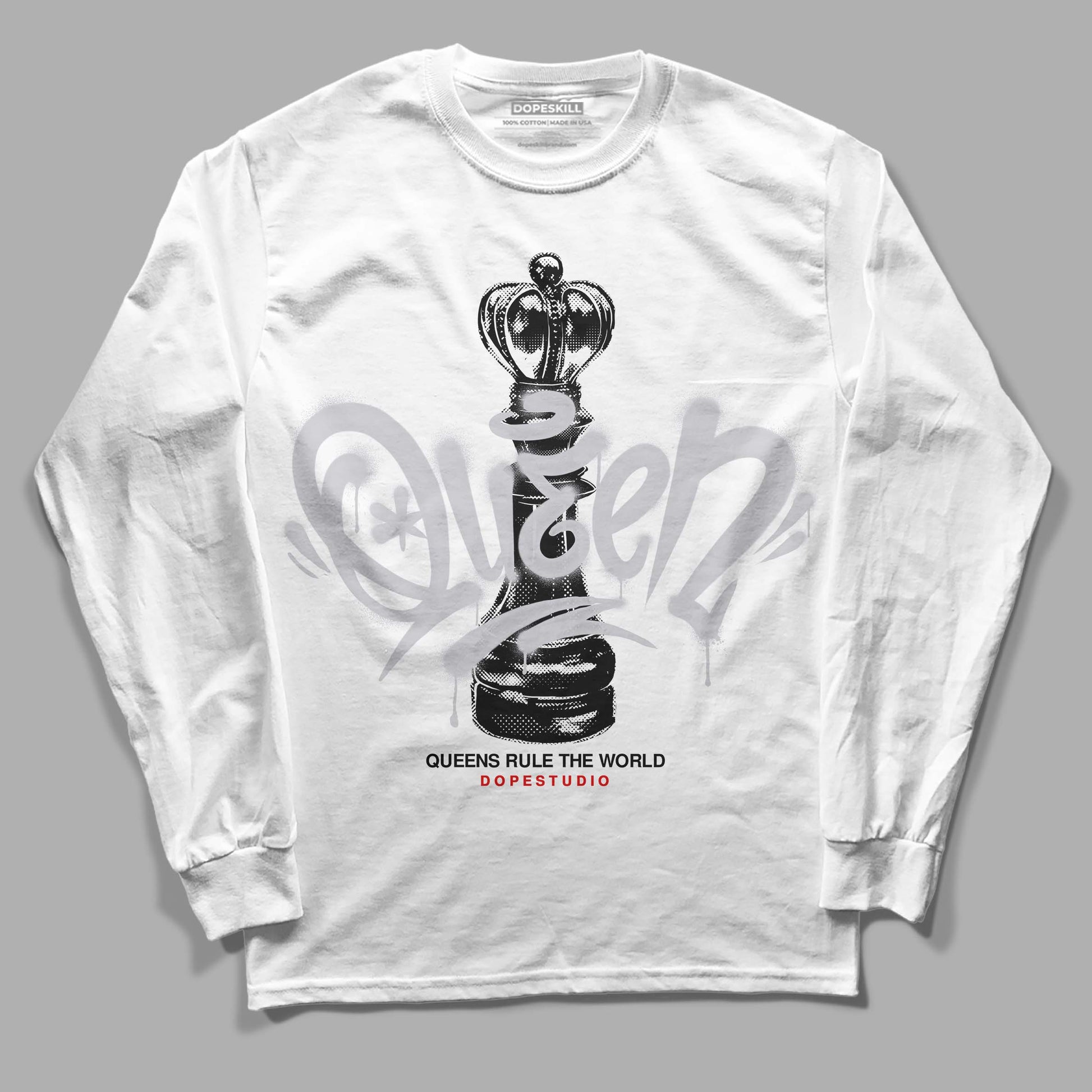 Jordan 2 Retro "Black Cement" DopeSkill Long Sleeve T-Shirt Queen Chess Graphic Streetwear - White