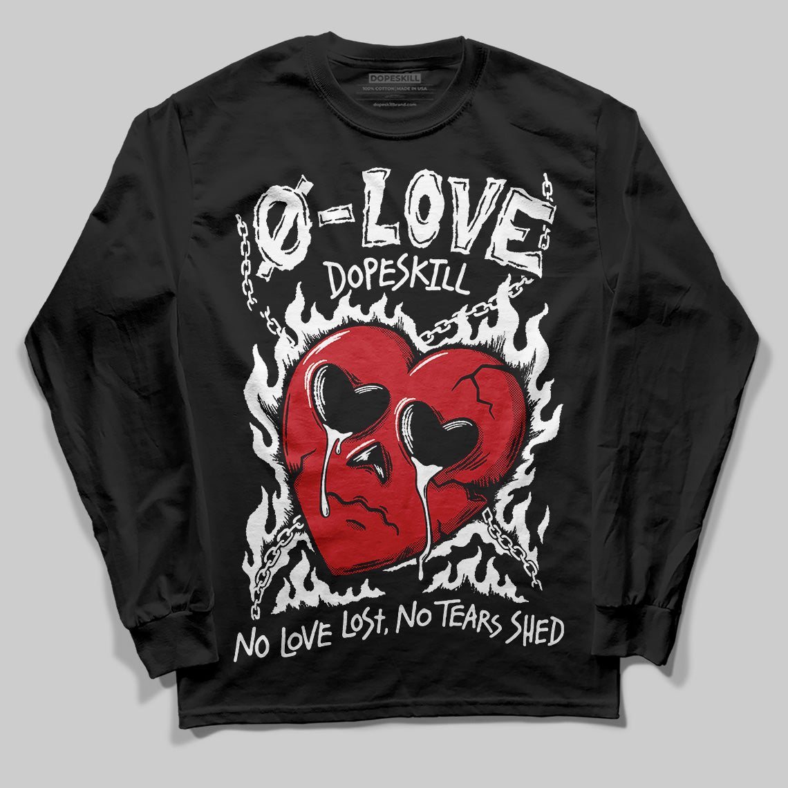 Jordan 11 “Bred Velvet” DopeSkill Long Sleeve T-Shirt Crying Heart Graphic Streetwear - black