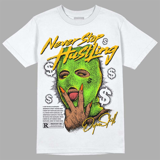 Neon Green Sneakers DopeSkill T-Shirt Never Stop Hustling Graphic Streetwear - White 