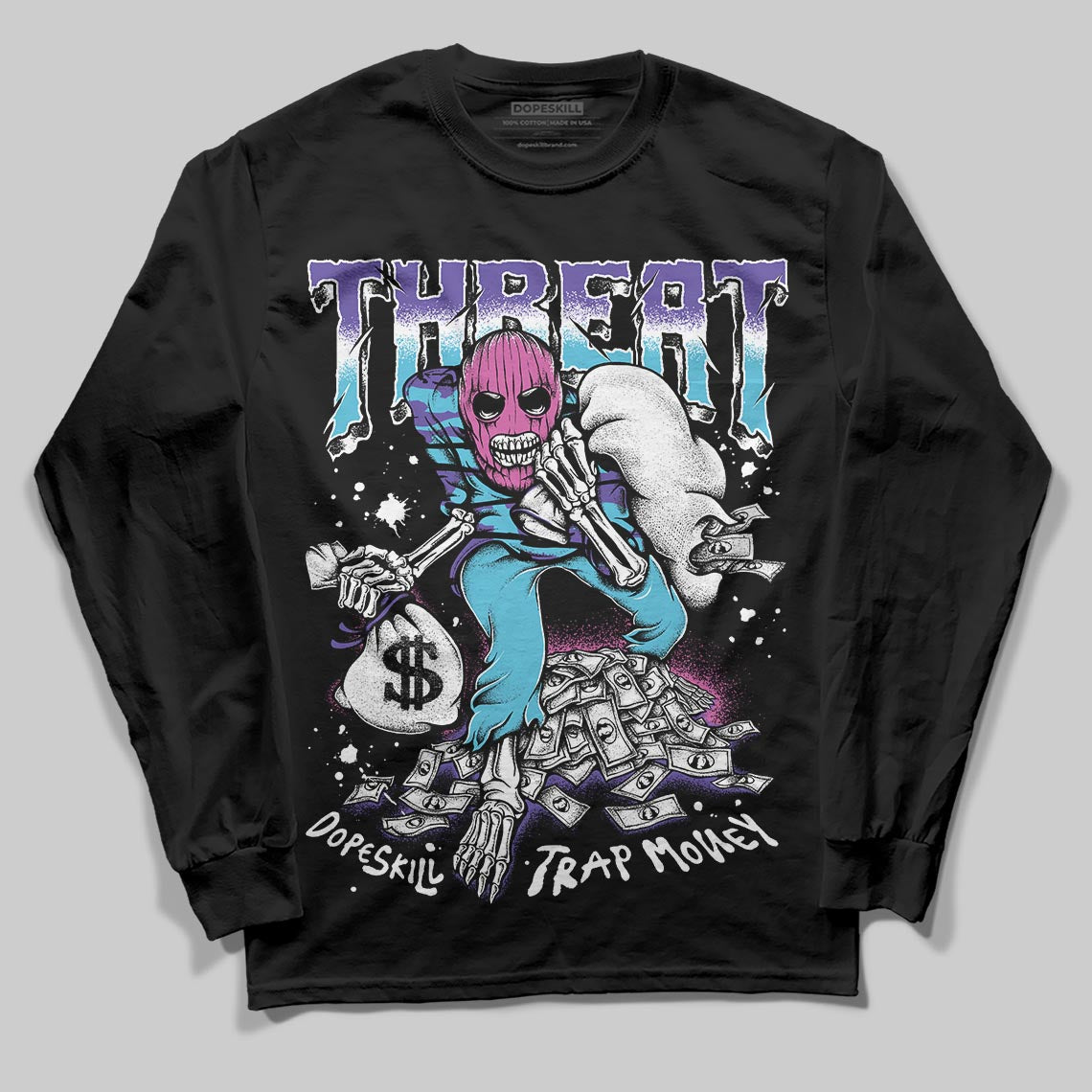 Jordan 8 Retro 'Aqua' 2025 DopeSkill Long Sleeve T-Shirt Threat Graphic Streetwear - Black