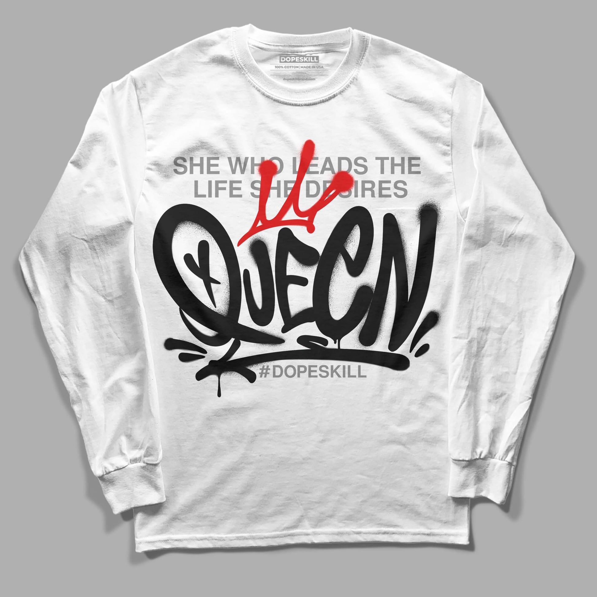 Jordan 2 Retro "Black Cement" DopeSkill Long Sleeve T-Shirt Queen Graphic Streetwear - White