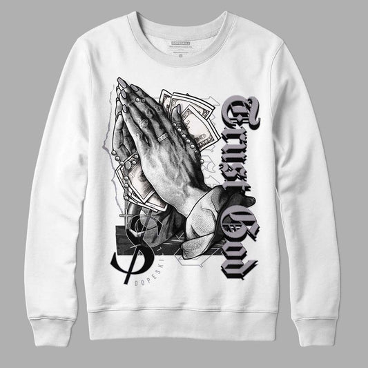 Jordan 2 Cement Grey DopeSkill Sweatshirt Trust God Graphic Streetwear - White 