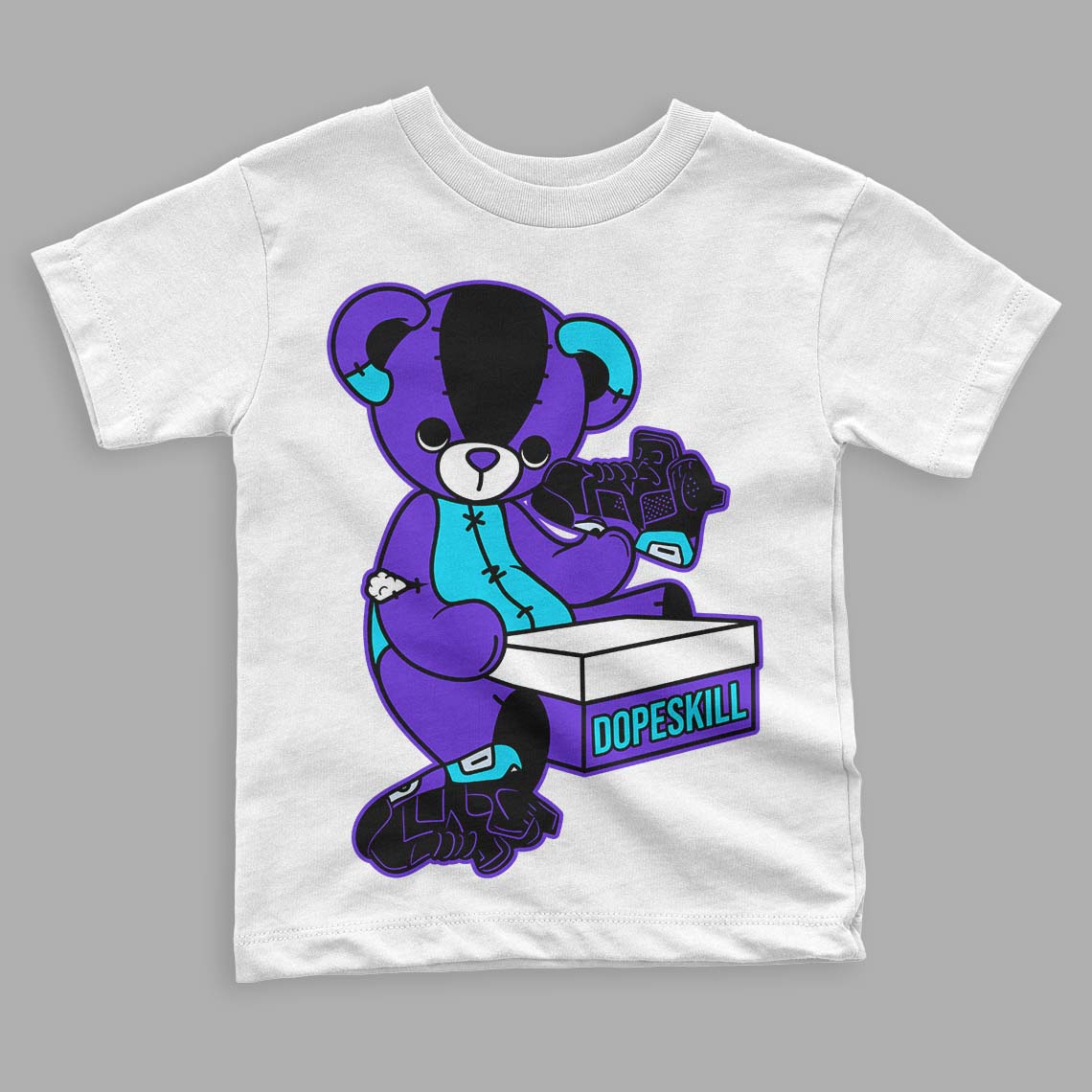 Jordan 6 "Aqua" DopeSkill Toddler Kids T-shirt Sneakerhead BEAR Graphic Streetwear - White 