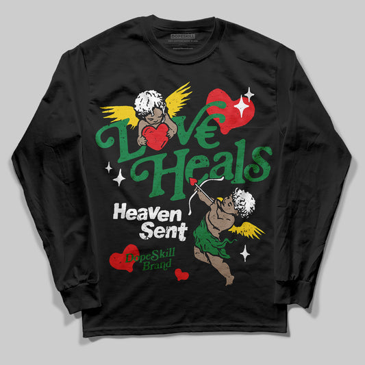 Jordan 5 “Lucky Green” DopeSkill Long Sleeve T-Shirt New Love Heals Graphic Streetwear - Black