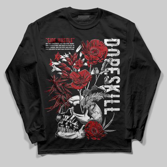 Jordan 12 Retro Flu Game (2025) DopeSkill Long Sleeve T-Shirt Side Hustle Graphic Streetwear - Black