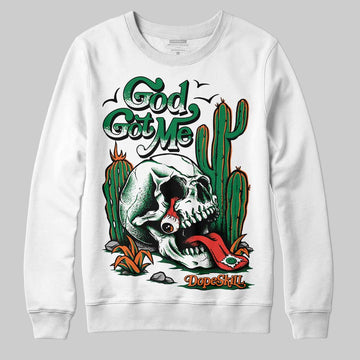 Green Sneakers DopeSkill Sweatshirt God Got Me Graphic Streetwear - White