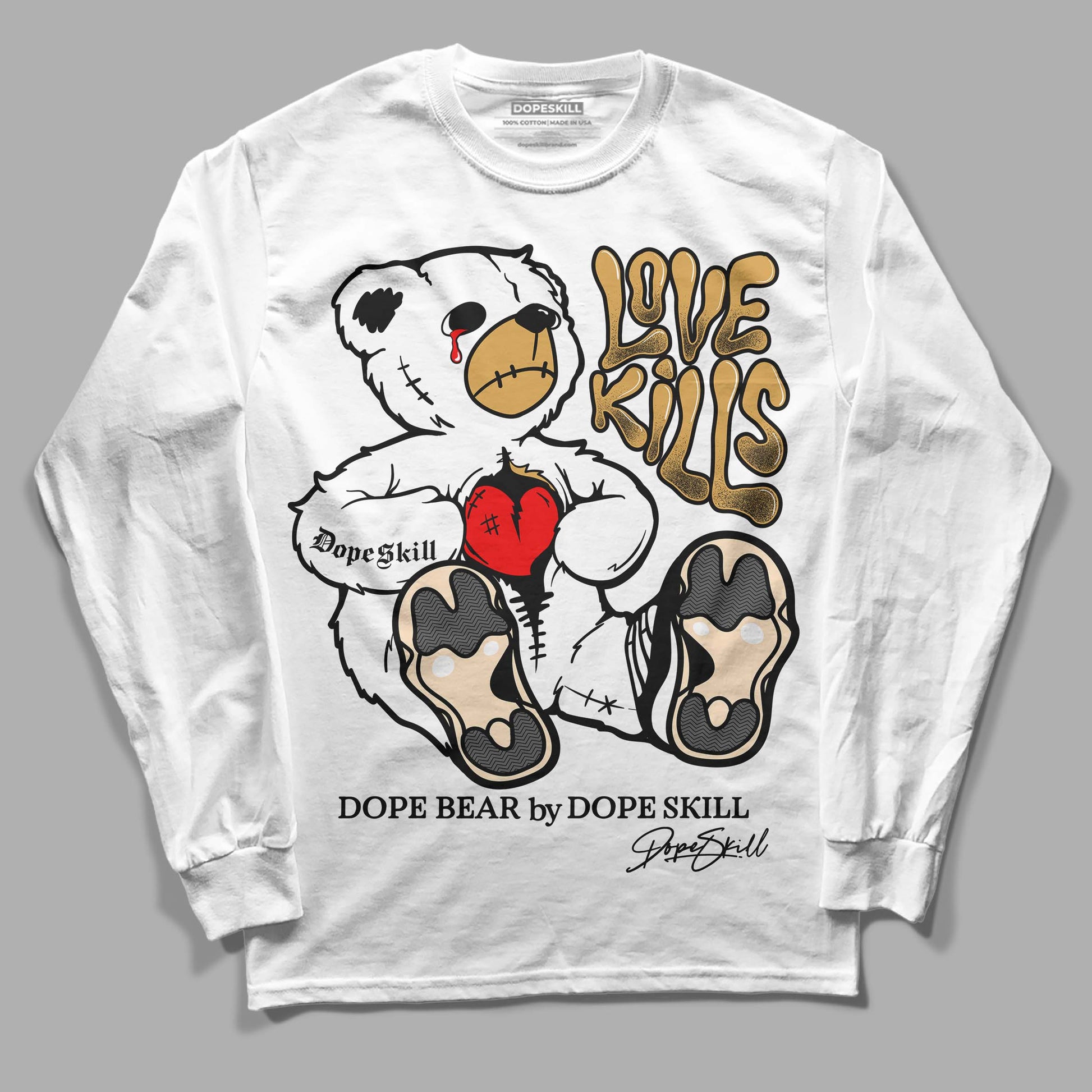 Jordan 11 "Gratitude" DopeSkill Long Sleeve T-Shirt Love Kills Graphic Streetwear - White 