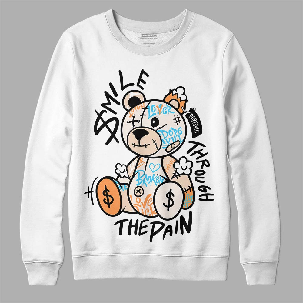 Jordan 2 Sail Black DopeSkill Sweatshirt Smile Through The Pain Graphic Streetwear - White 