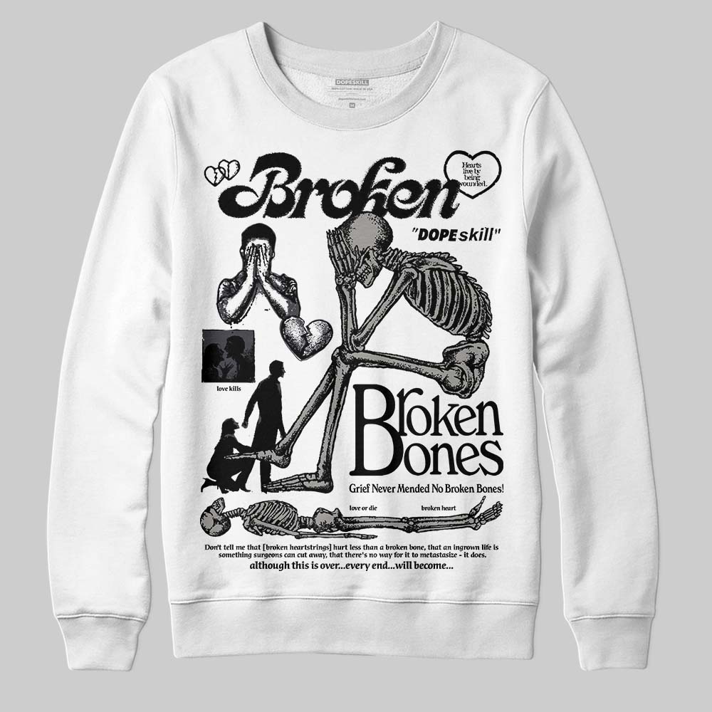 Jordan 3 Retro Black Cat DopeSkill Sweatshirt Broken Bones Graphic Streetwear - White 